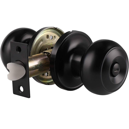 Interior Privacy Door Knob – Keyless Locking Ball, Matte Black
