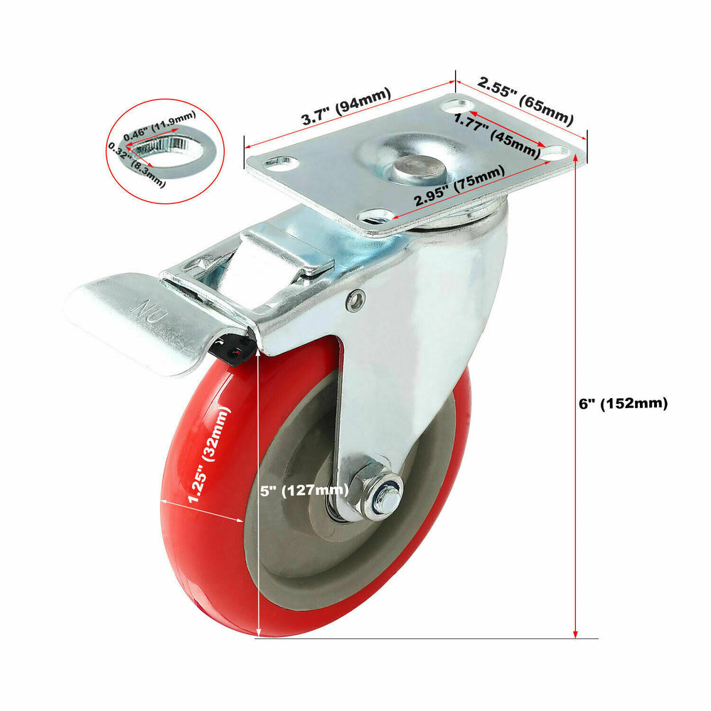5" Caster Wheels W/Total Lock Brake