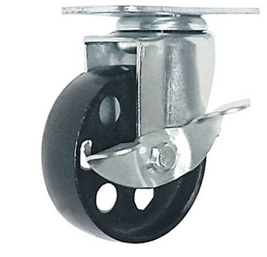 All Steel Swivel Plate Caster Wheels w Brake Lock Heavy Duty 3" Wheel - 4 Pack