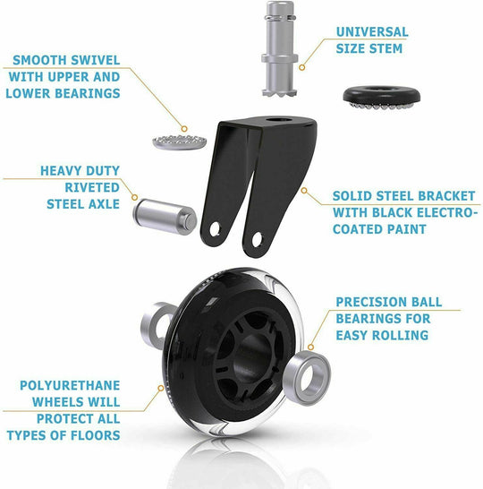 3" Office Chair Caster Heavy Duty (Set of 5)
