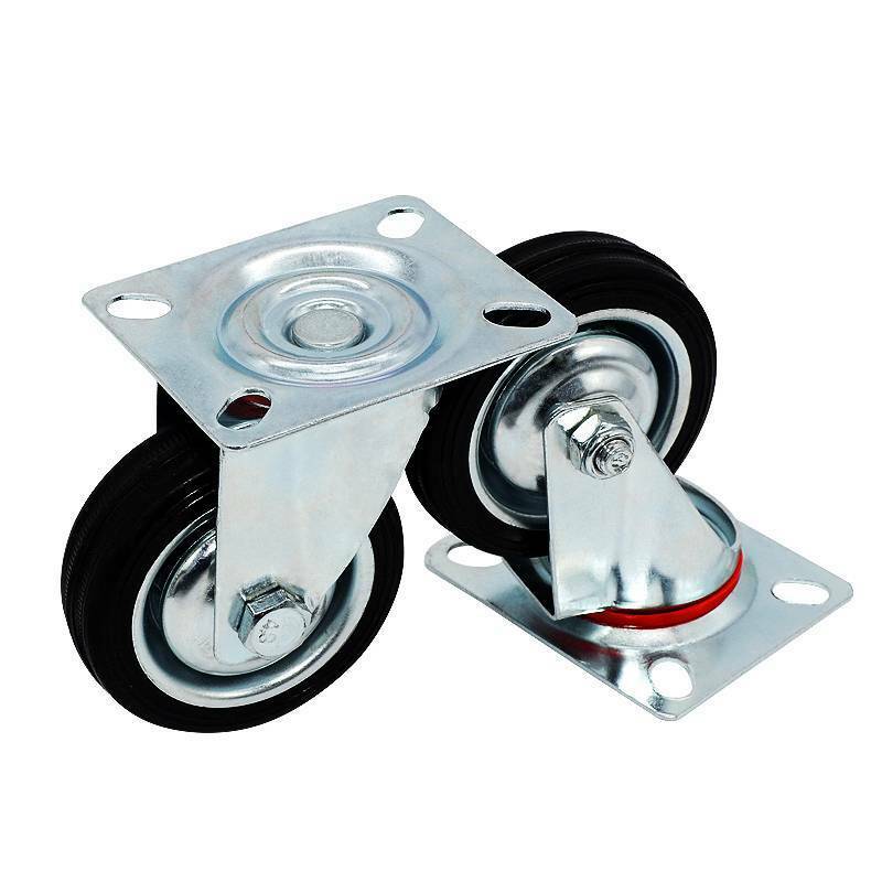 3" Swivel Caster Wheels Rubber Base with Top Plate