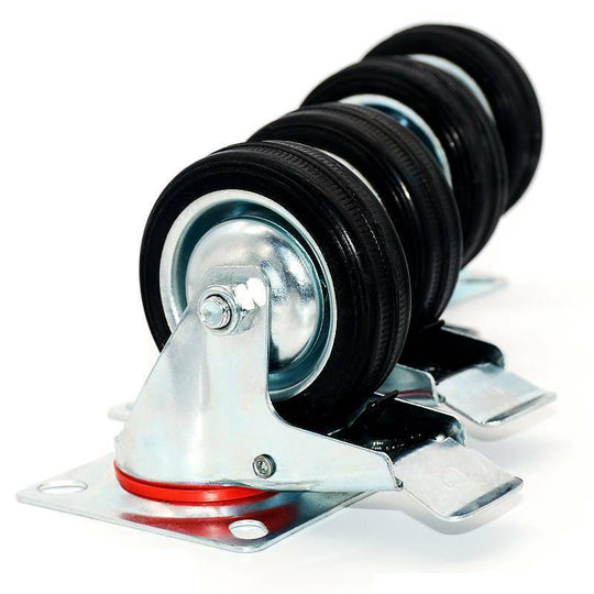 3" Swivel Caster Wheels Rubber Base with Top Plate
