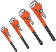 4pc Heavy Duty Pipe Wrench Set Adjustable 8" 10" 14" 18"