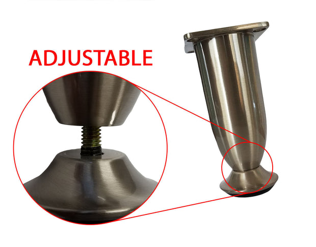 4-Pack Adjustable 4" - 4⅛" Round Brushed Nickel Finish Furniture Leg