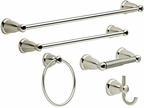 5 Piece Bathroom Bath Hardware Accessories - Satin Nickel