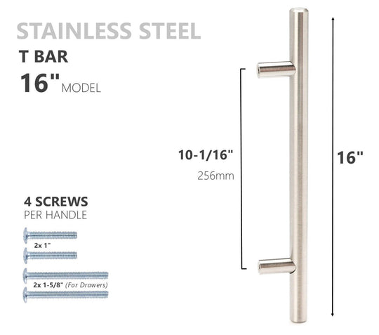 SOLID Stainless Steel Kitchen Cabinet Handles T Bar Pull Hardware