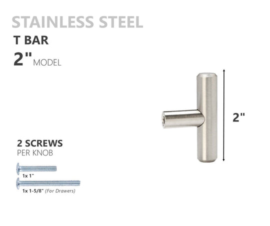 SOLID Stainless Steel Kitchen Cabinet Handles T Bar Pull Hardware