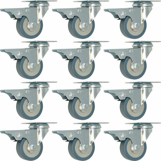 12 pack 2" Swivel Total Lock Brake Polyurethane Plate Caster PU