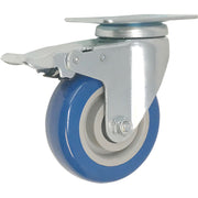 2" Caster Wheels Swivel Plate Total Lock Brake Blue Polyurethane PU 260LB